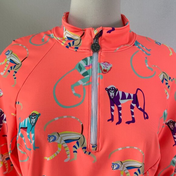 Tzu Tzu Womens Plus XXL Monkey Print Golf Top Pullover Stretch Athletic Shirt - Picture 2 of 12